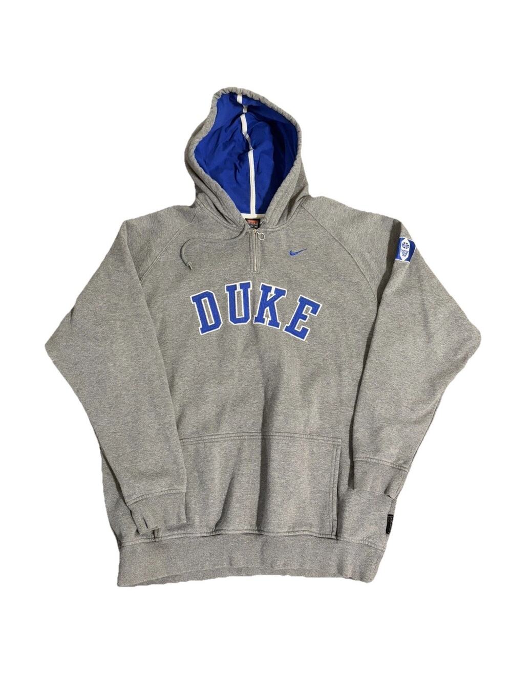 Vintage Nike Team Duke Blue Devils Men’s XL Hoodie 1/4 Zip Y2K Grey